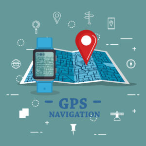 smartwatch with gps navigation app vector illustration design