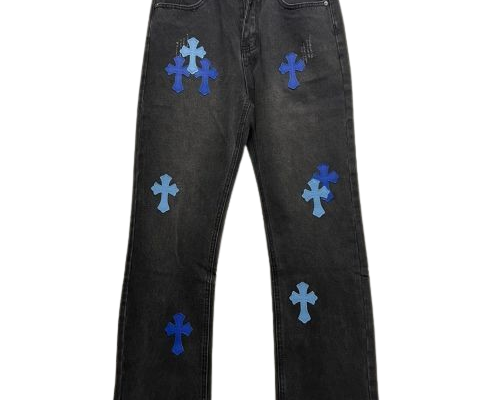 Chrome Hearts Black and Blue Cross Jeans