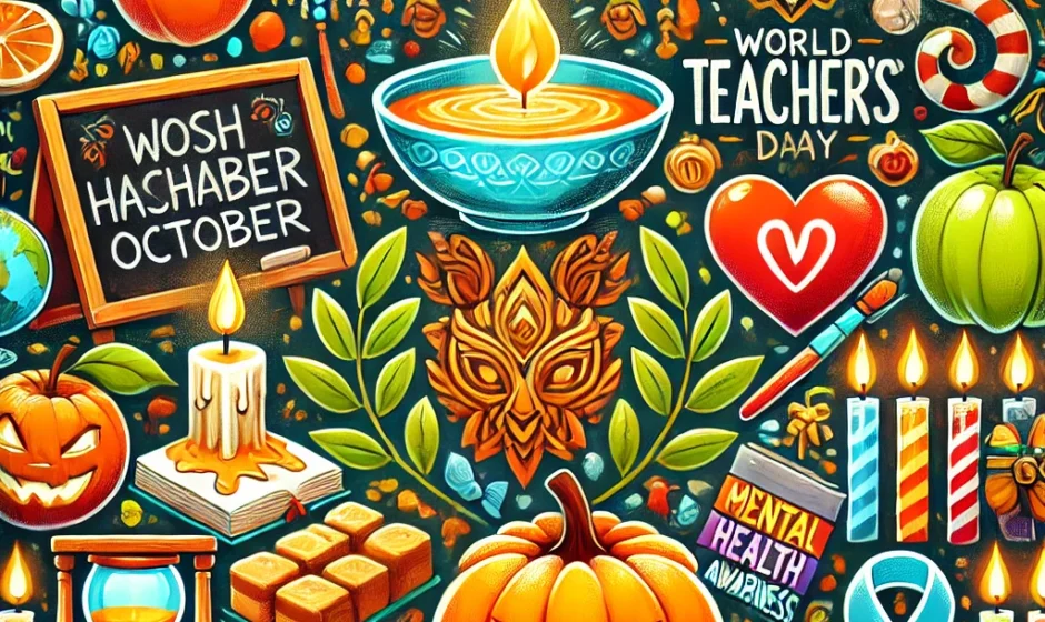 Discover the major events in October 2024, including Rosh Hashanah, World Teachers' Day, World Mental Health Day, Sweetest Day, Halloween, and Diwali. Learn how to celebrate with tips and eCard ideas from Sendwishonline.com.