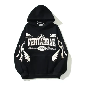 “Elevate Your Street Style with the Vertabrae Black Color Hoodie