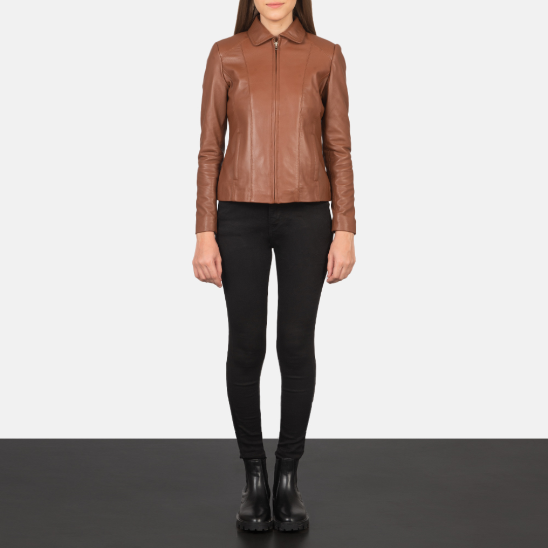 cocoa brown leather jacket