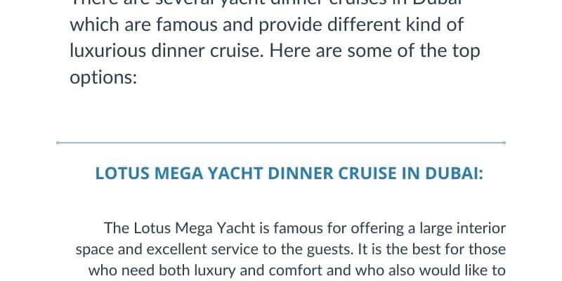 Yacht Dinner Cruise