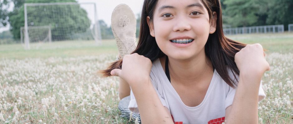 Young woman with braces