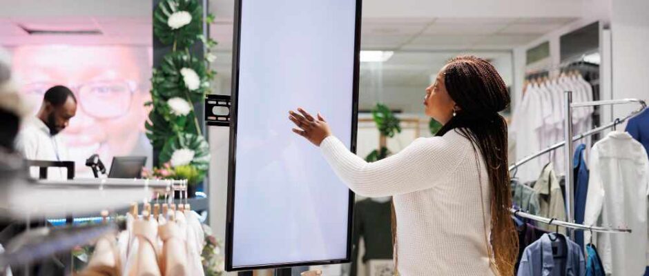 A customer looking at an indoor LED screen